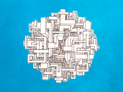 "Cloud" blue ink maze