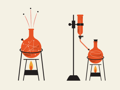 Science 60s beaker color icon illustration logo mid century retro science shape vintage