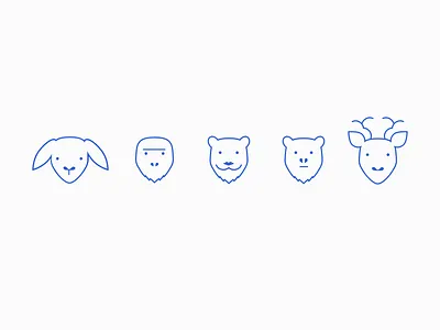Animals Icon animals bear blue chimp chimpanzee dear icon lines lion monkey rabbit