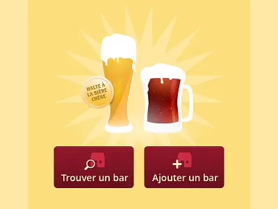 Mobile Home Page bar beer button home page illustration red yellow