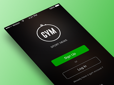 GYM Sport iPhone App Main Page dark football ios simple sport ui ux