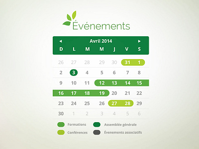 Events Calendar calendar design environment events flat fresh leaf natural ui web