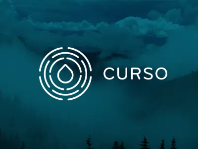 curso blue brand branding design drop fun lines logo nice rounded water wow