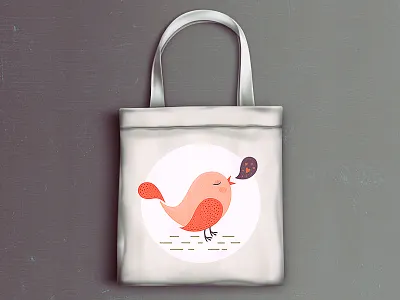 Tote Bag Mockup bag bag mockup bird heart illustration mockup psd straps texture tote