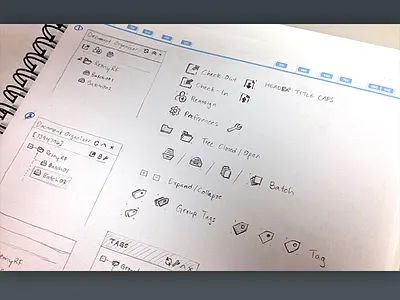 Tree View & Iconography Sketches ediscovery icons sketches tree ui web design wireframe