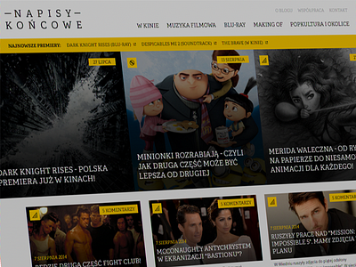 Movie blog big blog dark design flat minimal movies photos webdesign website yellow