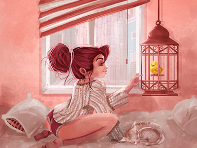 Home alone bird cat photoshop pink rose she
