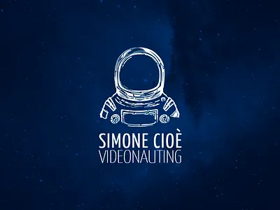 Videonauting | Personal Logo astronaut blue logo logotype simonecioe space stars universe vector video videonauting white