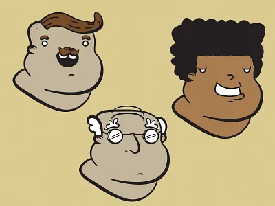 Heads afro chubby grandpa heads hipster illustrator
