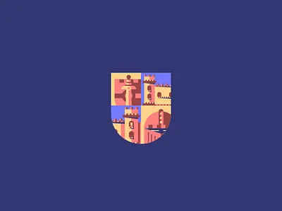 Castle castle character eyes flat helmet illustration kingdom medieval shield sword tower