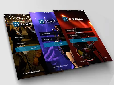 Notation Login Screen UI Designs android app design ios ios7 ios8 login notation register screen ui ux