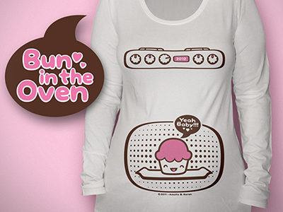 Bun in the oven baby bun cook cupcake gravid muffin oven pregnant t shirt tee