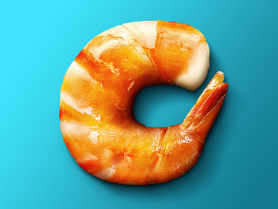 "C" Lettering alphabet c lettering photoshop seafood shrimp type typography