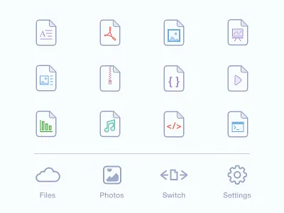 Light icons clean documets extension flat icons ios light