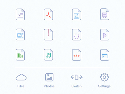 Light icons clean documets extension flat icons ios light