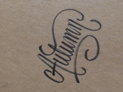 Autumn brush pen calligraphy in a brush script type typography