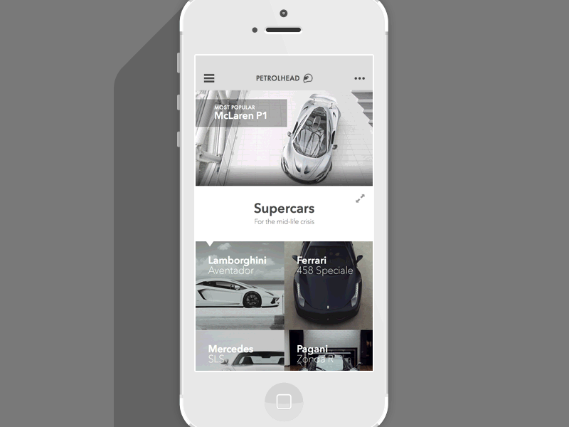 Petrolhead - Transitions animation app flat interface ios iphone mobile navigation transition transitions