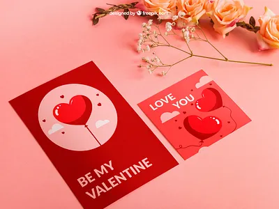 Valentine's Day Vector Postcards 14 february balloon be mine cartoon cloud cute day design flat flyer heart holiday illustrator love postcard poster romantic valentine vector you