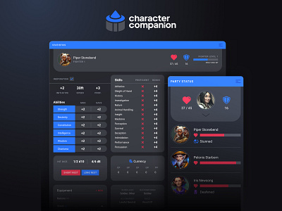 Character Companion App app app design branding design dnd dungeons and dragons figma graphic design logo mobile product product design rpg tablet ttrpg ui ux