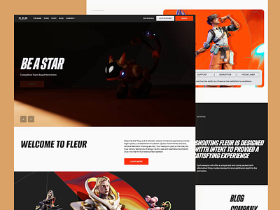 Fleur - Gaming Website action competitive gaming dynamic motion design engaging experience game development hero shooter immersive interface design teamwork ui ui design ux ux design uxui video game visually appealing web design web ui web ux website