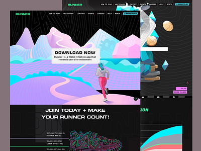 Runner Web App Design UI app interface digital experience dynamic ui fitness rewards futuristic design gamification ux interactive ui lifestyle tech minimalist ui mobile first modern aesthetic reward system smart navigation tech innovation user engagement ux ui web animation web app web3 experience