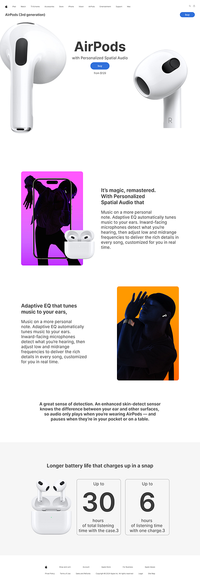 Airpods | Page Redesign animation apple figma inspiration landing page product design redesign ui uiux