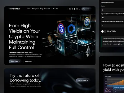 Crypto Yield Investment Platform blockchain crypto finance crypto investment crypto wallet defi platform digital banking finance dashboard interactive ui investment tech on chain secure crypto token economy ui design ux design ux ui web design web3 experience web3 finance website yield farming