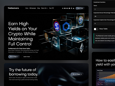 Secure On-Chain Crypto Yields blockchain ui crypto finance crypto wallet dark mode ui defi platform digital banking finance dashboard fintech ux futuristic design interactive ui investment tech on chain secure crypto smart vaults token economy ux ux ui web3 experience yield farming