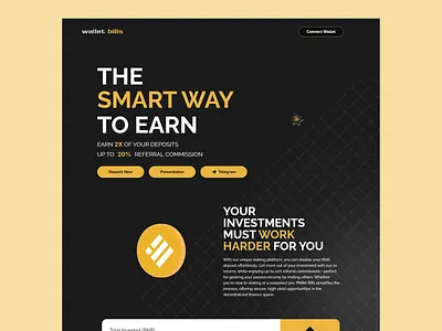 Wallet bills - Crypto Investing Platform blockchain crypto dark theme deposit design digital banking financial website fintech interface design investment staking ui design user experience user interface ux design uxui visually appealing web design web3 website