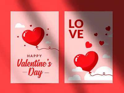 Valentine's Day Vector Postcards Vector Collection 14 february air balloon branding cartoon creative day design flat greeting happy heart holiday illustration love mockup postcards poster romantic valentine vector