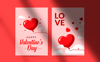 Valentine's Day Vector Postcards Vector Collection 14 february air balloon branding cartoon creative day design flat greeting happy heart holiday illustration love mockup postcards poster romantic valentine vector