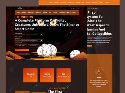 Dungeon - Binance Smart Chain Platform binance blockchain collectibles digital creatures engaging finance website fun illustration interface design landing page nft gaming smart chain ui ui design user experience user interface ux ux design uxui virtual design