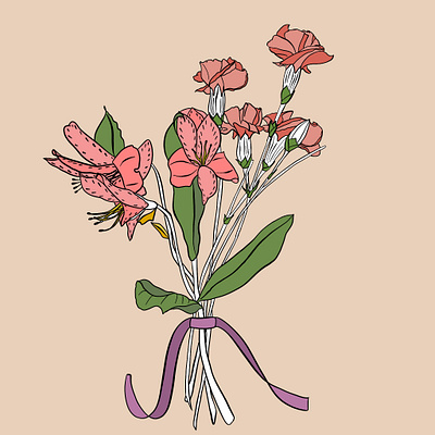 simple bouquet bouquet design drawing flowers illustraions illustration procreate