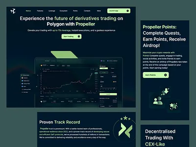 Propeller -Trading Platform analytics crypto crypto platform dark theme design futuristic design landing page modern design platform responsive design reward system trading ui design user experience user interface ux design uxui web design web ui web ux