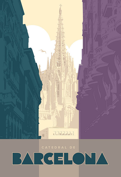 Catedral De Barcelona design graphic design illustration poster poster design vector