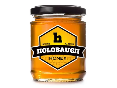 Holobaugh Honey black h hexagon hive honey jar lid organic sweet yellow