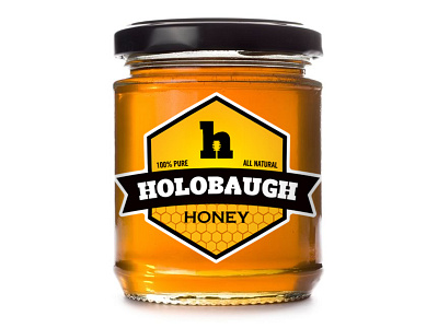 Holobaugh Honey black h hexagon hive honey jar lid organic sweet yellow