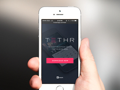 TETHR - Free UI Kit invsion landing page psddd ui ui kit web design