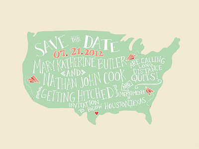Illustration | Our Save the Date color design doodle handwritten illustration invitation lettering love print texas typography wedding