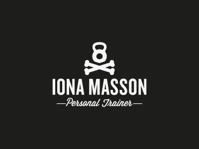 Iona Masson Personal Trainer branding crossbones fitness identity kettlebell logo personal trainer skull