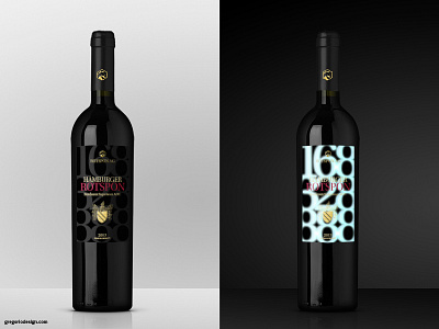 Concept redwine label fluorescent in Black light black light fluorescent label red wine varnished