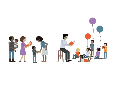 Growth into Preschool character design children colorful illustration kids parents teachers vector