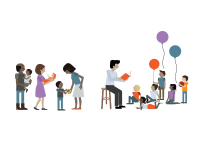 Growth into Preschool character design children colorful illustration kids parents teachers vector