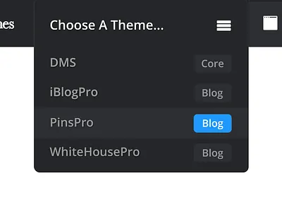 Pagelines Theme Switcher blue dark dms menu pagelines themes