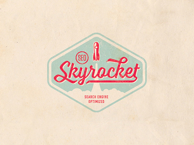 SEO Skyrocket Logo Design badge nameplate rocket script typography vintage