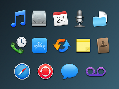 Feature Icons for iExplorer addressbook calendar calls chatbubble harddrive messages microphone music notes recent safari voicemail