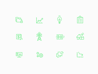 Envatios Icon set bulb computer connection electricity energy folder home iconography icons plug