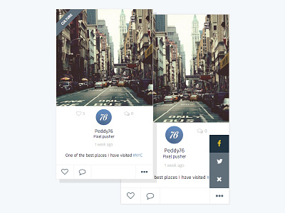 Sharing Options dropdown dropup feed share social