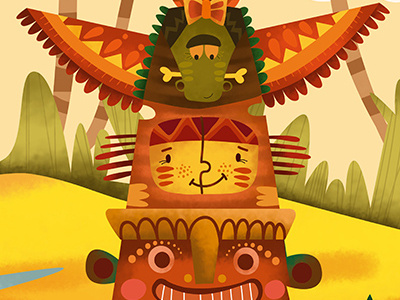 Cute totem color illustration magazine totem