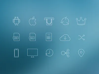 Icons android apple cash crown csv document download mobile target time web xls